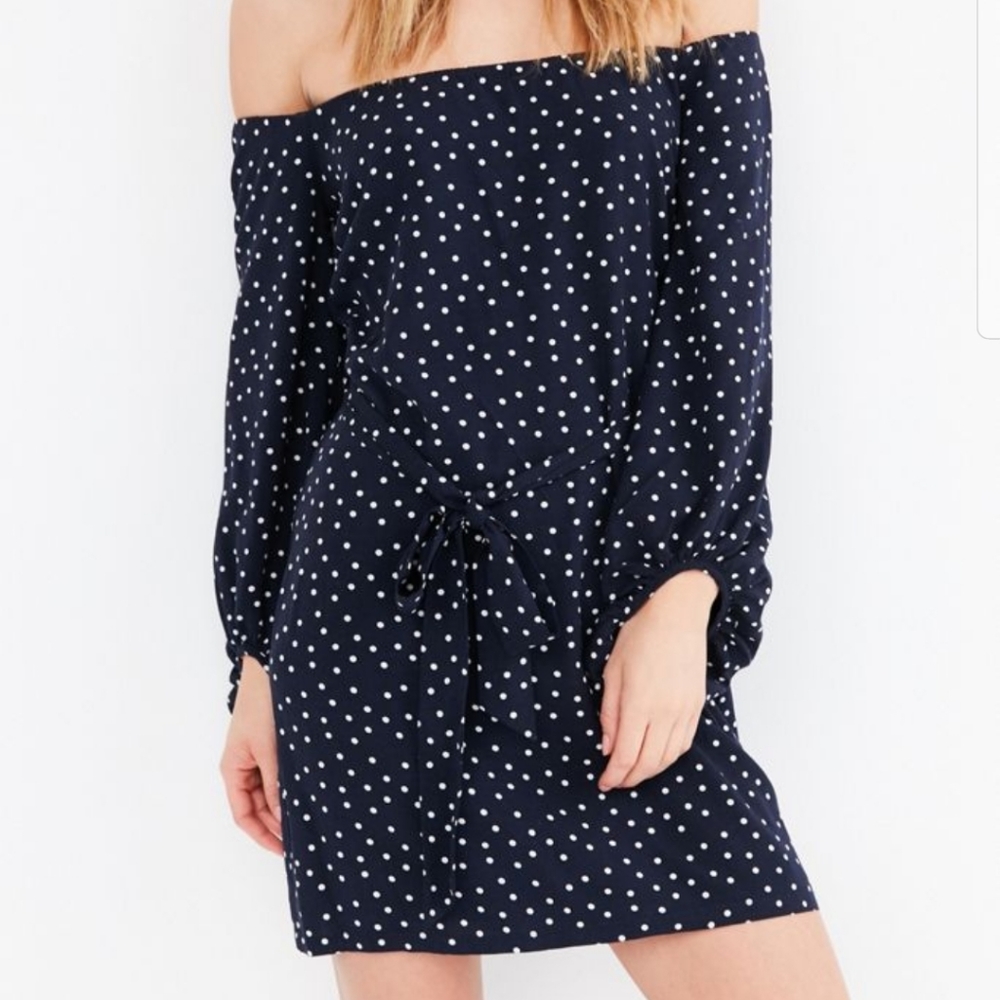 NWT Bardot off shoulder polka dot dress